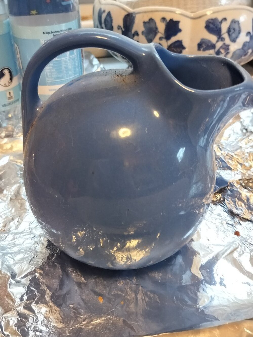 Vintage Tilted Ball Pitcher, Blue